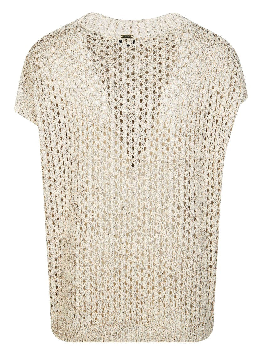 Herno Neutral Open Knit Sleeveless Top