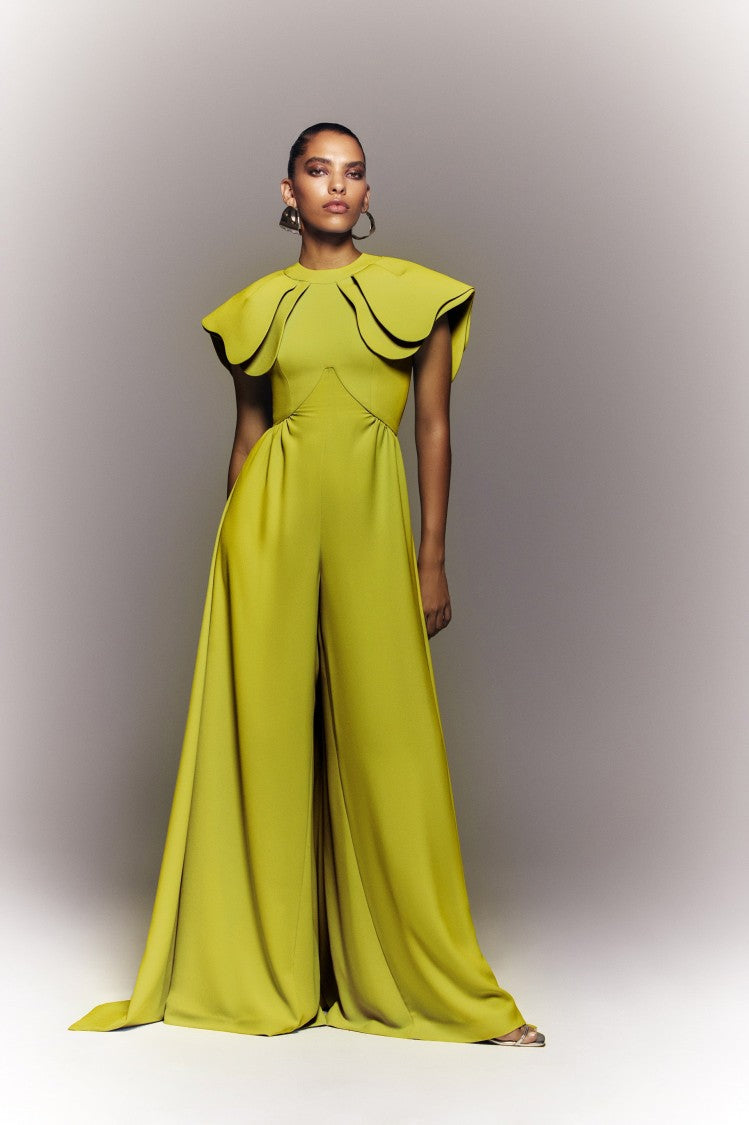 Saiid Kobeisy Crepe Jumpsuit, With Back Overskirt