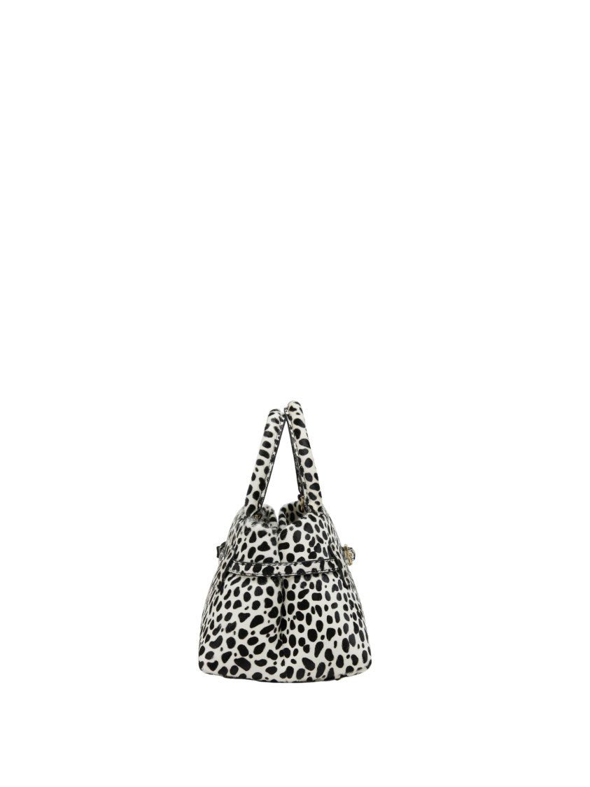 Manu Atelier Black Dalmatian Print Leather Shoulder Bag