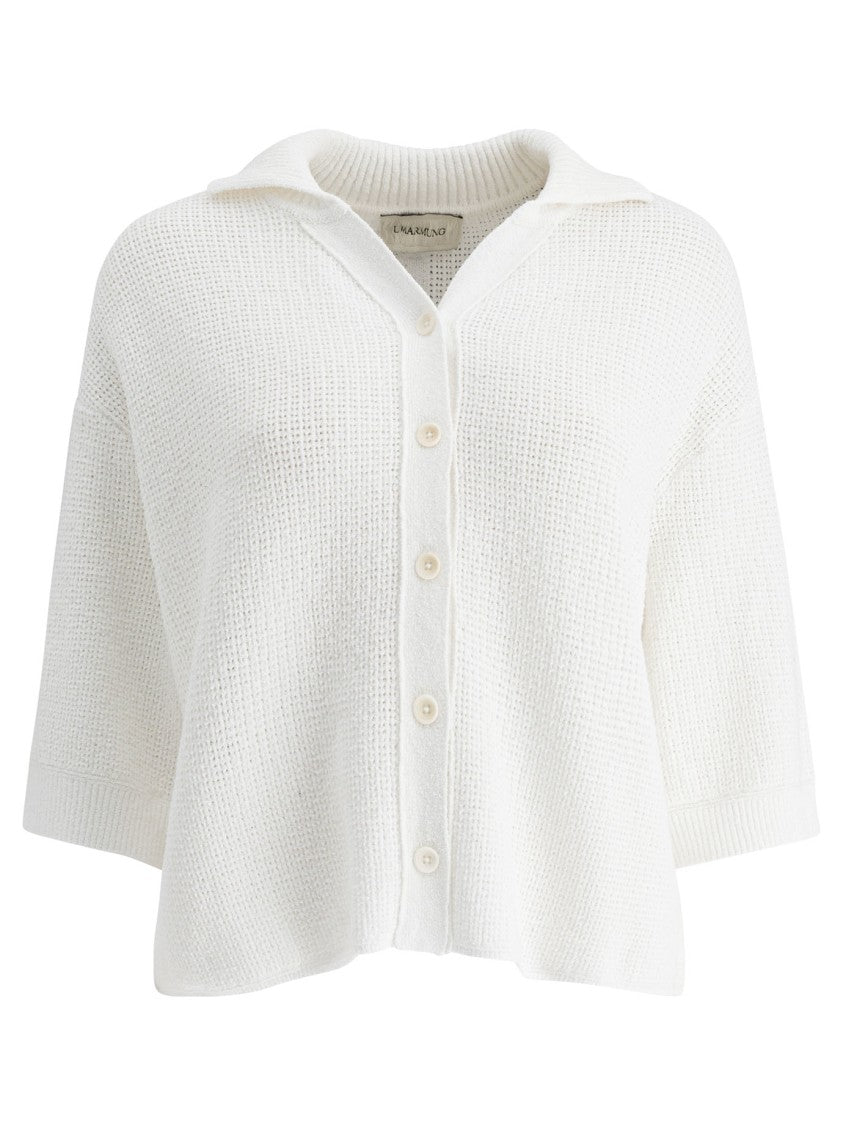 Umarmung Boxy Cropped Cardigan With Textured Knit Pattern