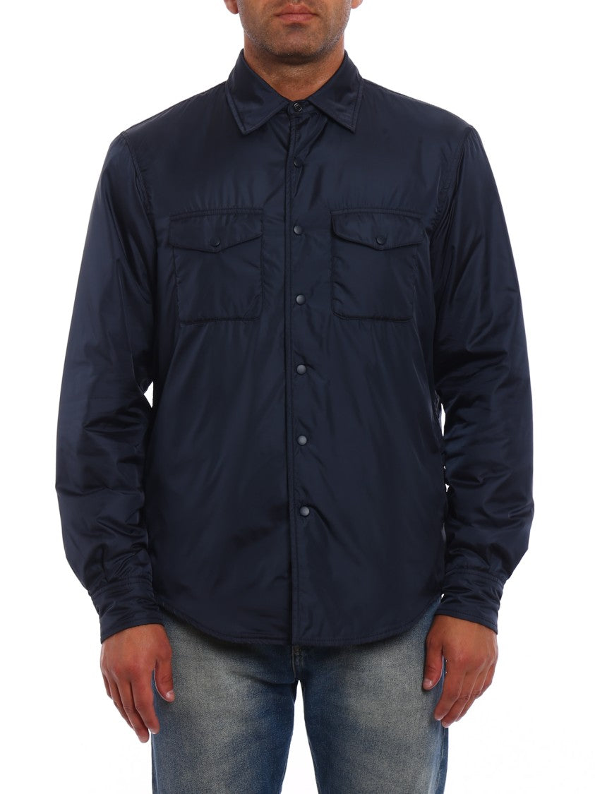 Aspesi Navy Padded Lightly Padded Nylon Shirt Jacket