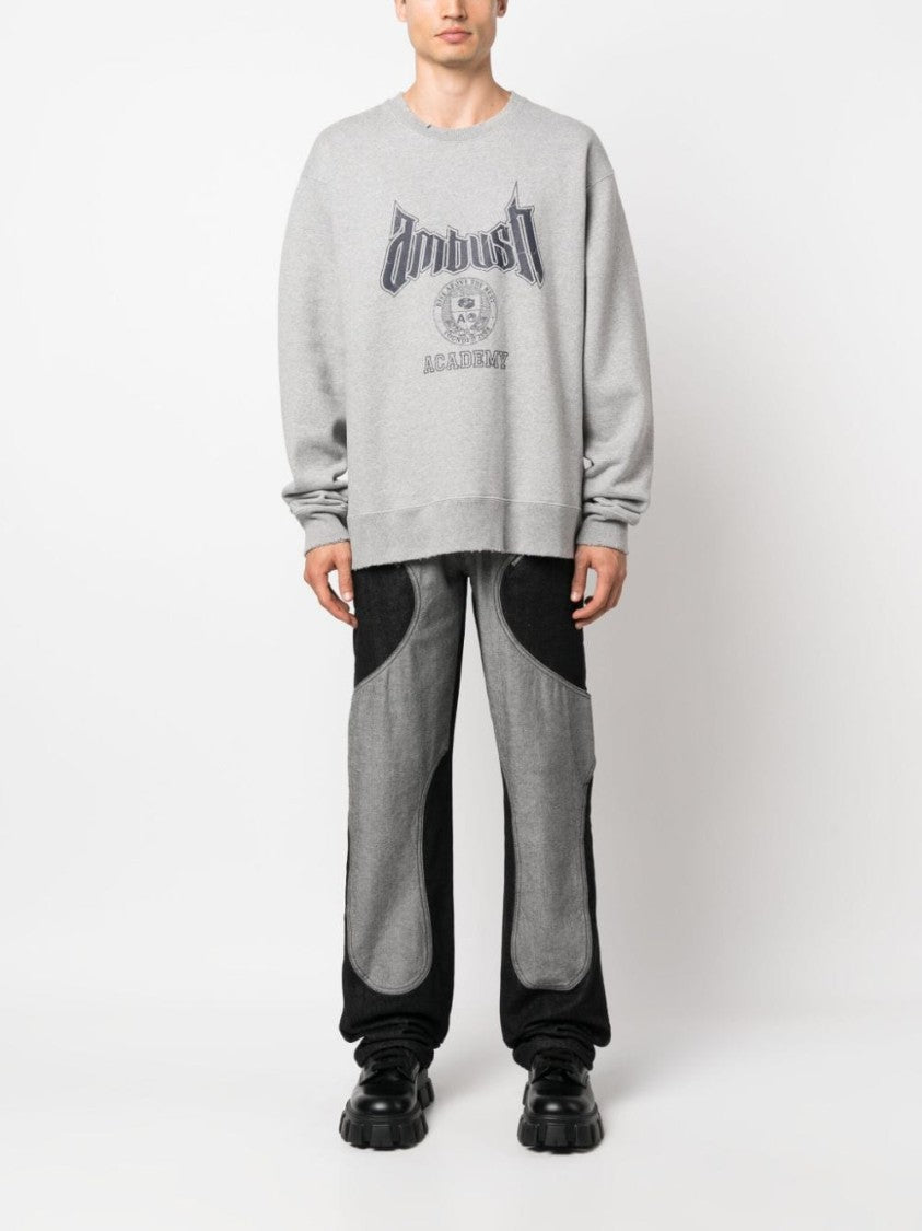 Ambush Heather Grey Academy Graphic Cotton Sweatshirt
