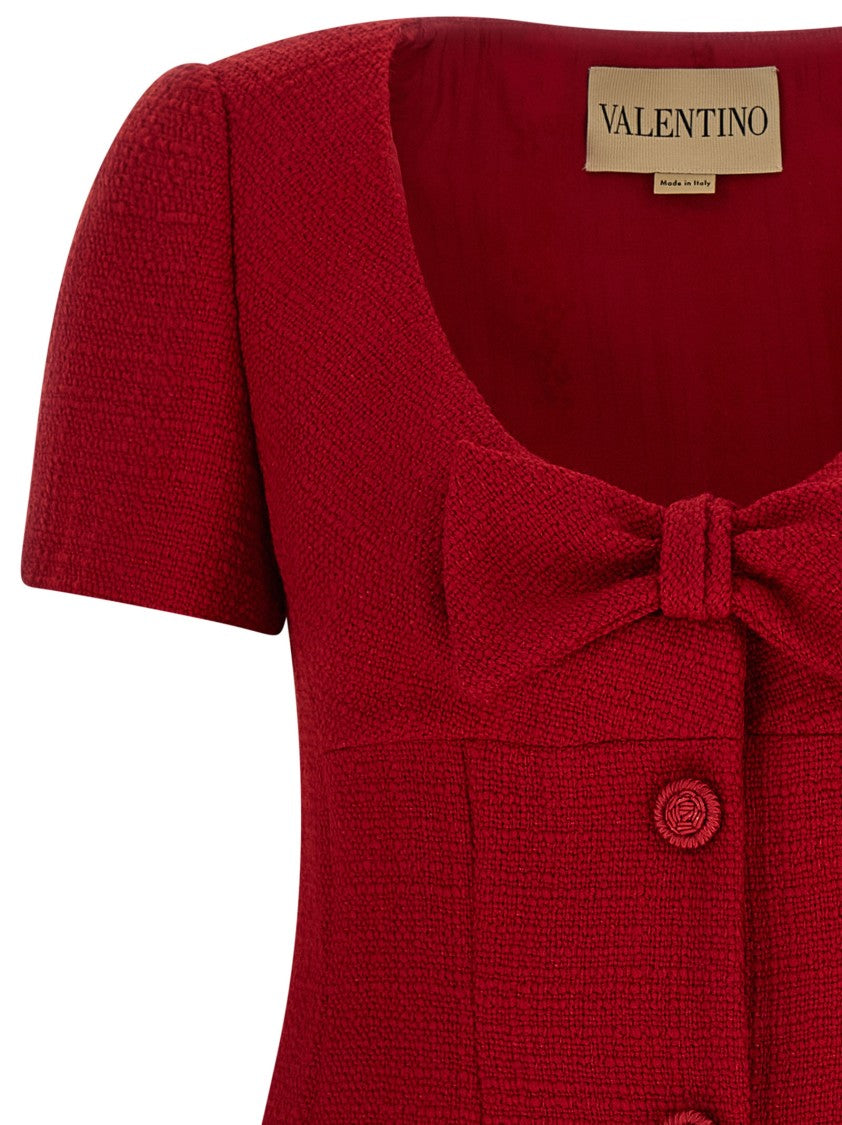Valentino Garavani Flared Mini Dress With Bow Detail And Soutache Buttons