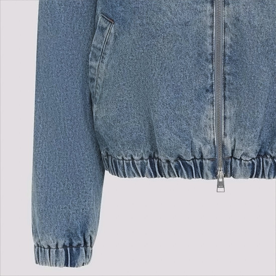 Ami Paris Classic Blue Denim Jacket With Embroidered Logo
