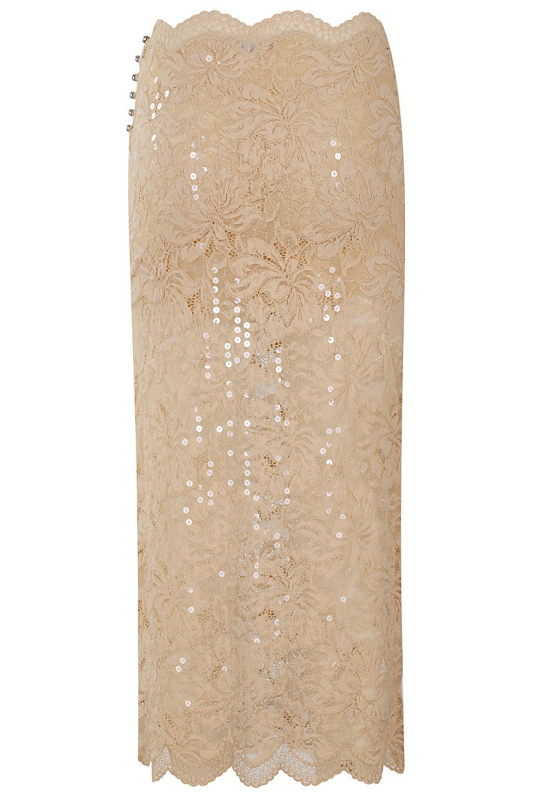 Rabanne Fitted Raffia Lace Skirt