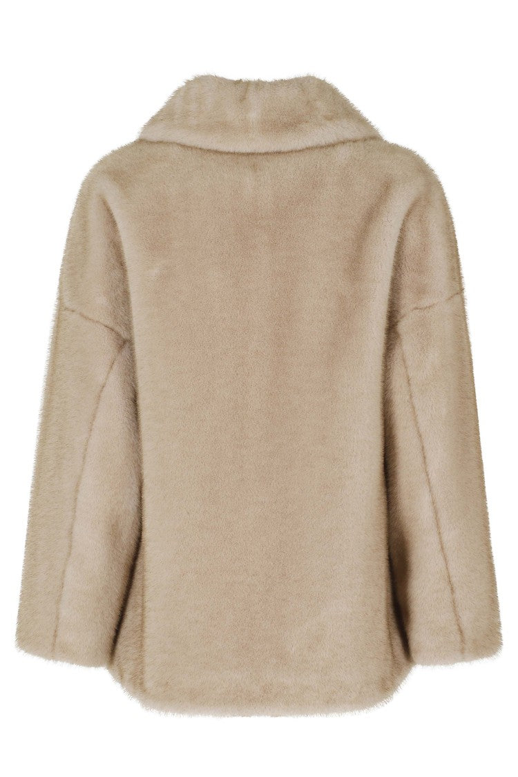 Herno Chantilly Faux Fur Hidden Buttons Polyester Bomber Jacket