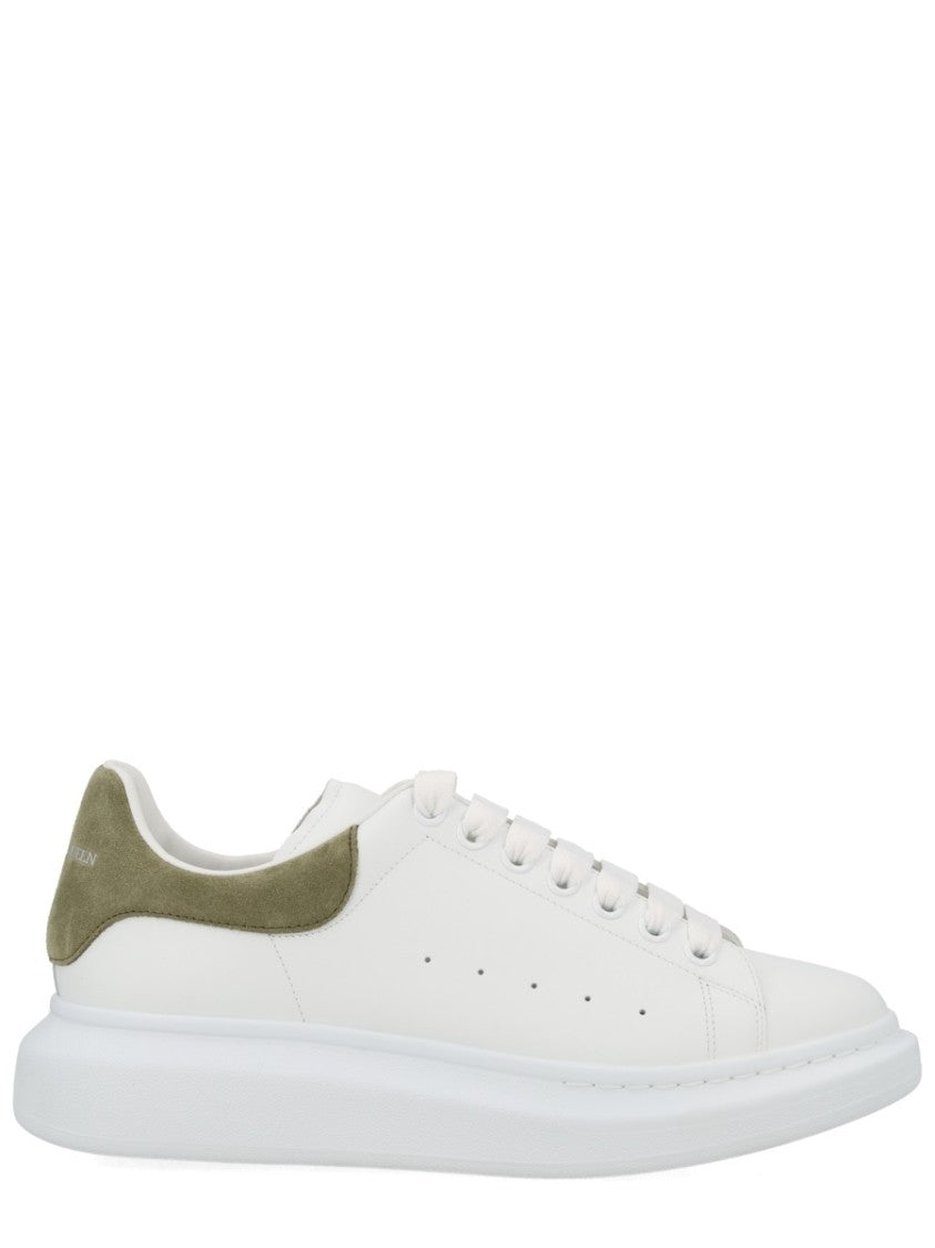 Alexander Mcqueen Neutrals Oversize Olive Suede Heel Sneakers