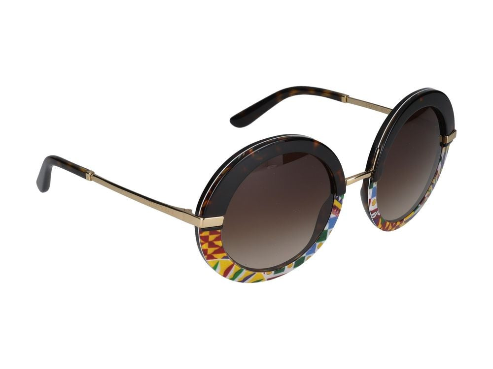 Dolce & Gabbana Round Acetate Sunglasses With Tortoiseshell
