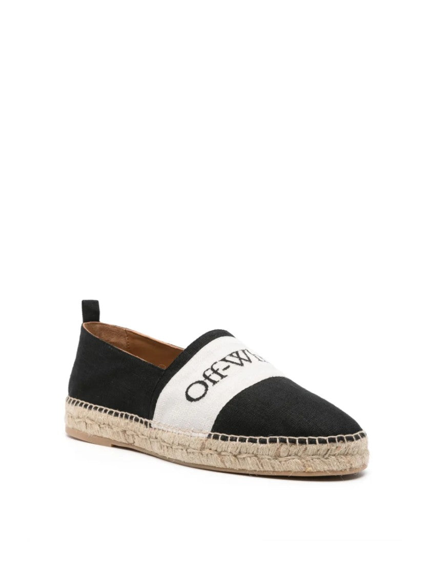 Off-White Bookish Logo Linen Espadrilles