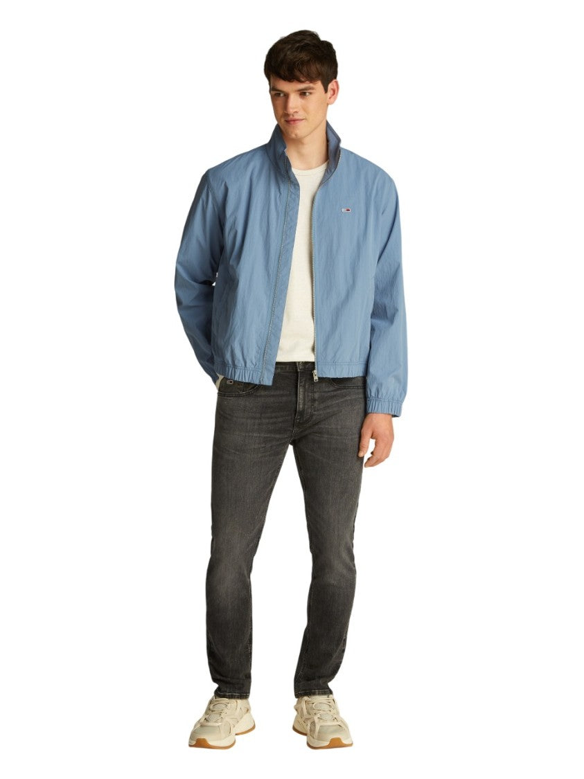 Tommy Jeans Lightweight Blue Jacket With Stand-Up Collar