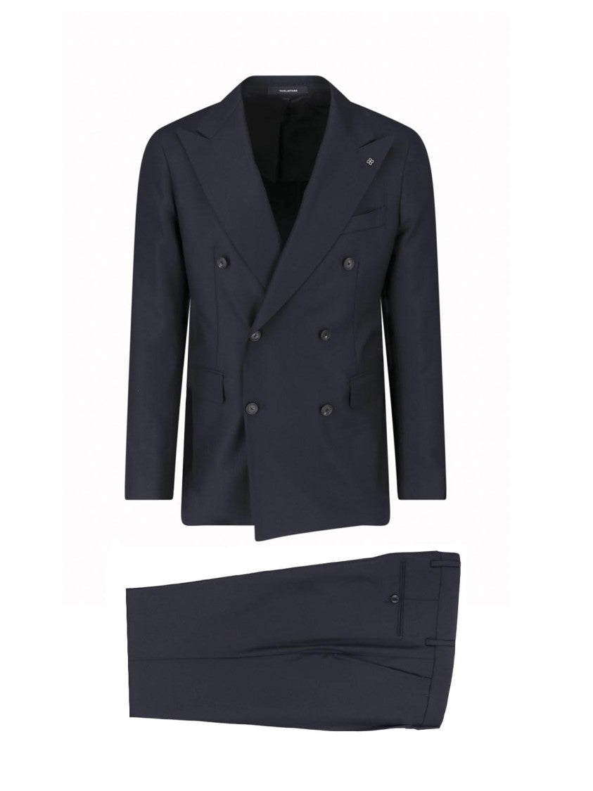 Tagliatore Double-Breasted Virgin Wool Suit With Peak Lapel