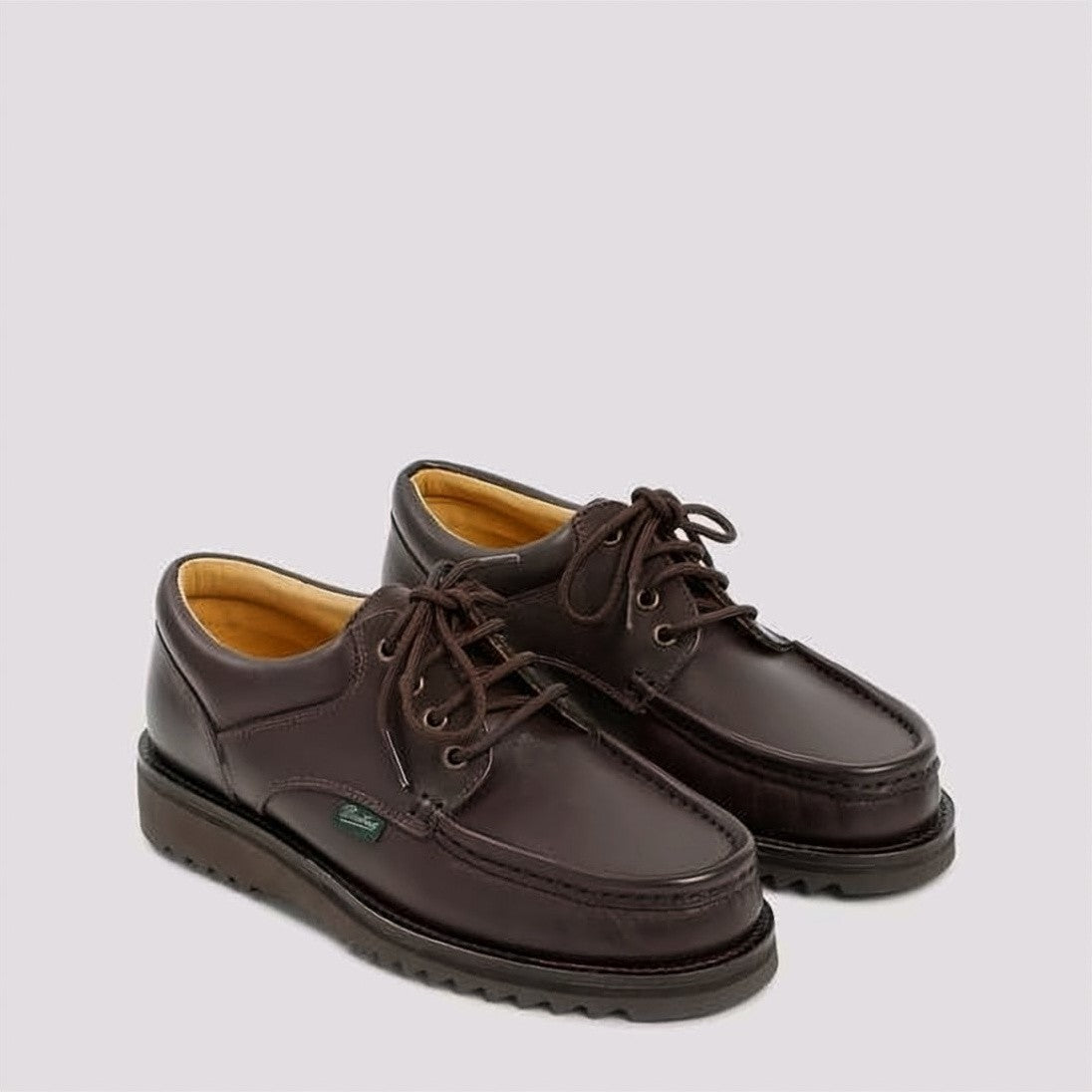 Paraboot Leather Upper Lace-Up Shoes With Moc Toe Design