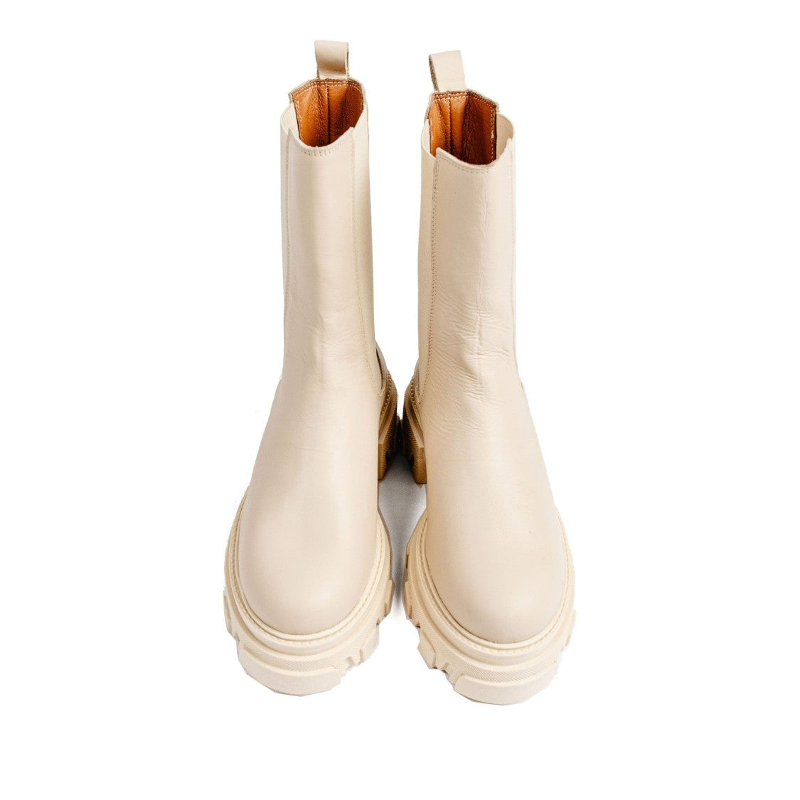 Vamsko Molly Beige High Chunky Sole Leather Boots