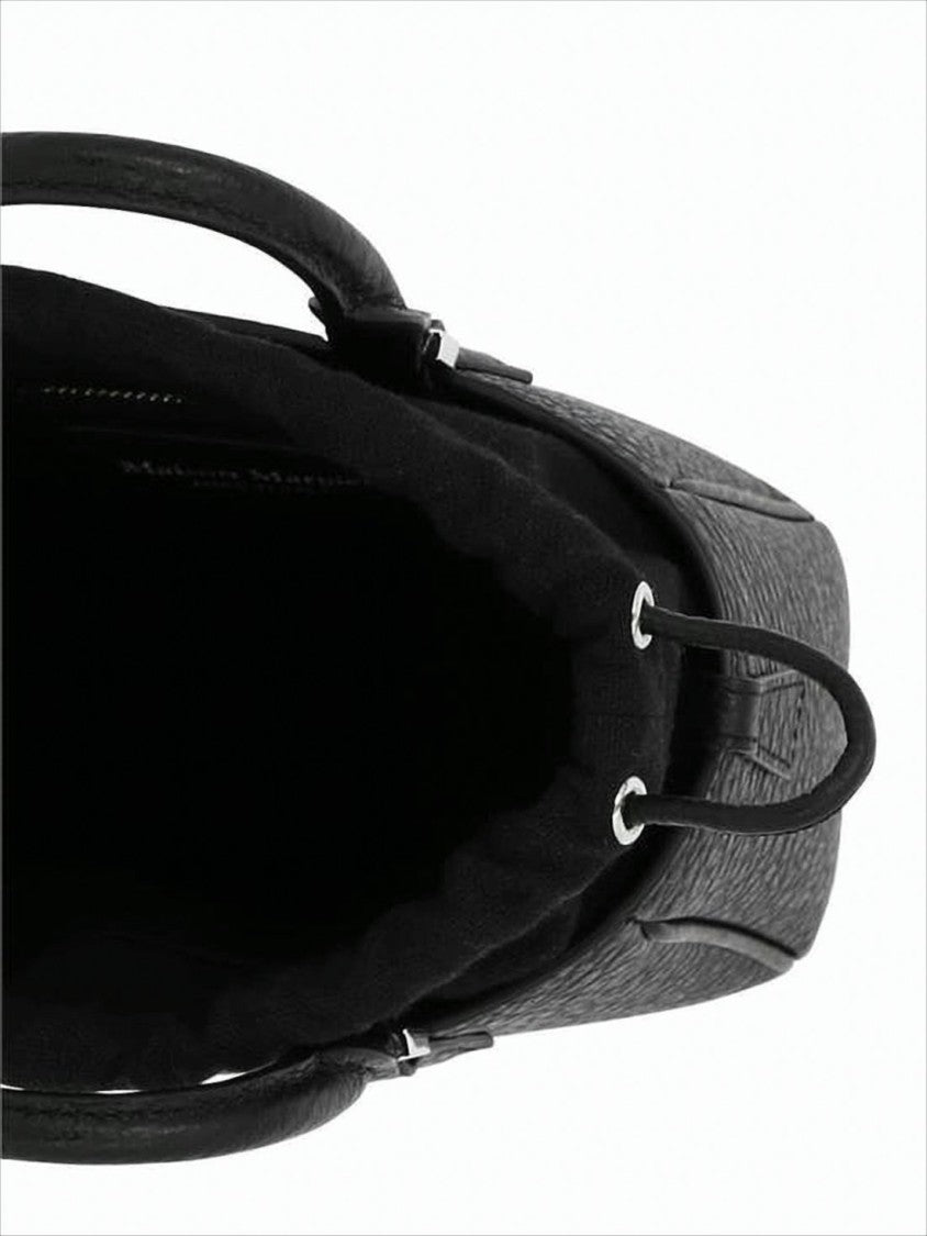 Maison Margiela Textured Calf Leather Bucket Bag With Dual Handles