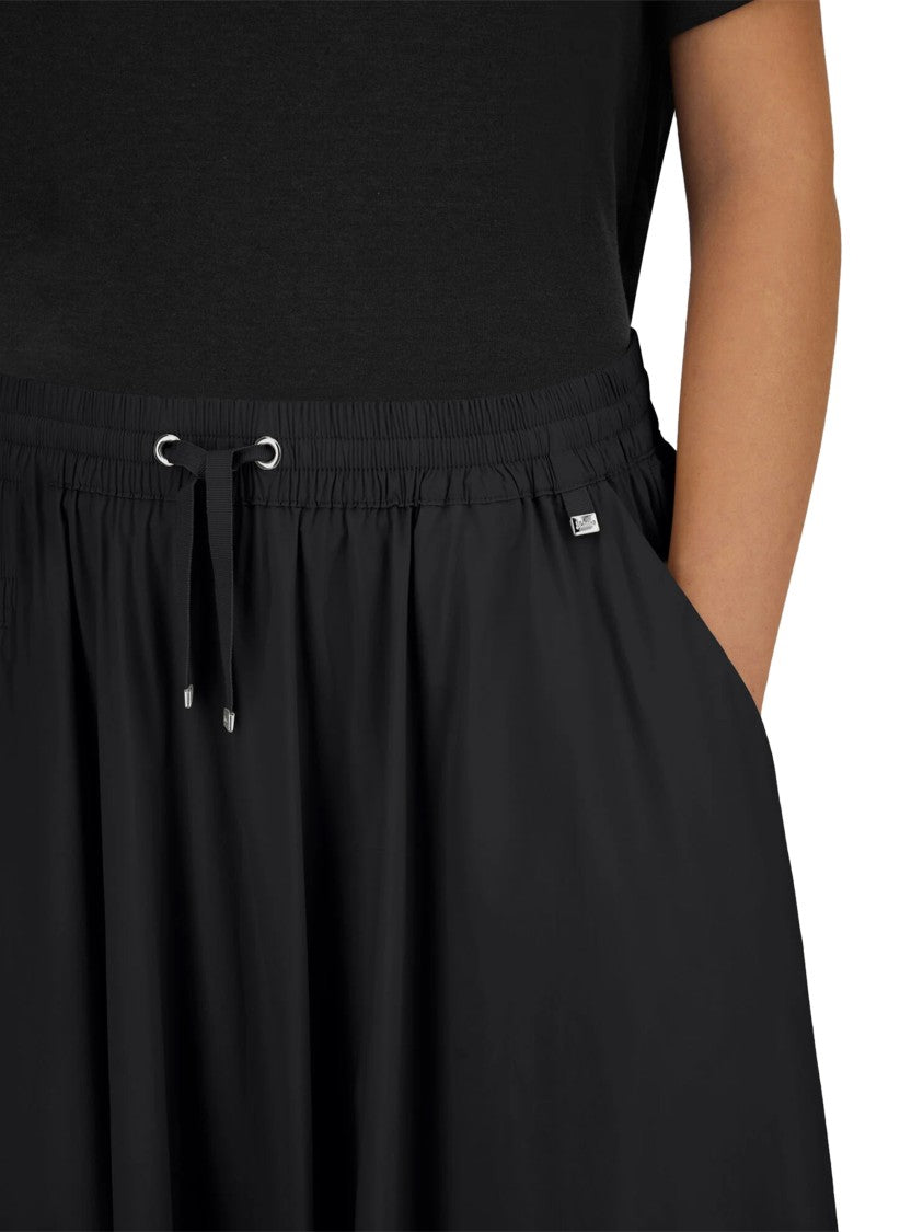 Herno Flowing Black Skirt With Gathered Waistband