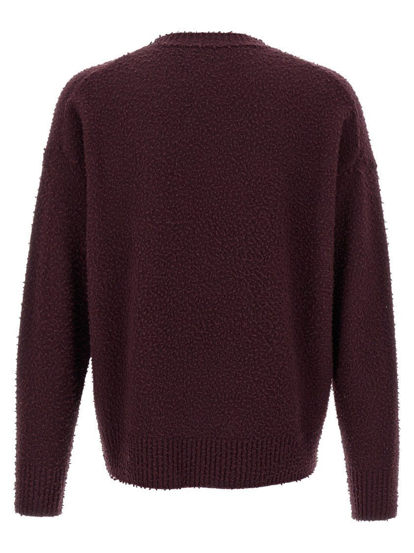 Roberto Collina Burgundy Casentino Wool Sweater With Ribbed Detailing