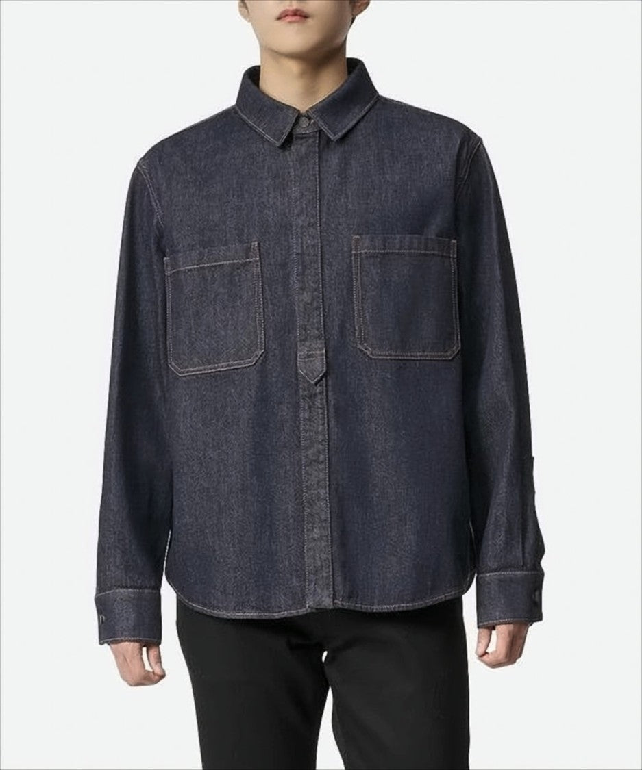 Valentino Denim Long-Sleeve Shirt With Classic Collar And Relaxed Fit