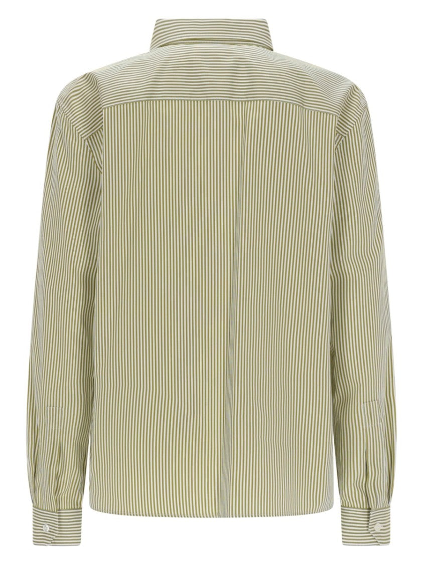 Saint Laurent Cassandre Vertical Striped Cotton Shirt