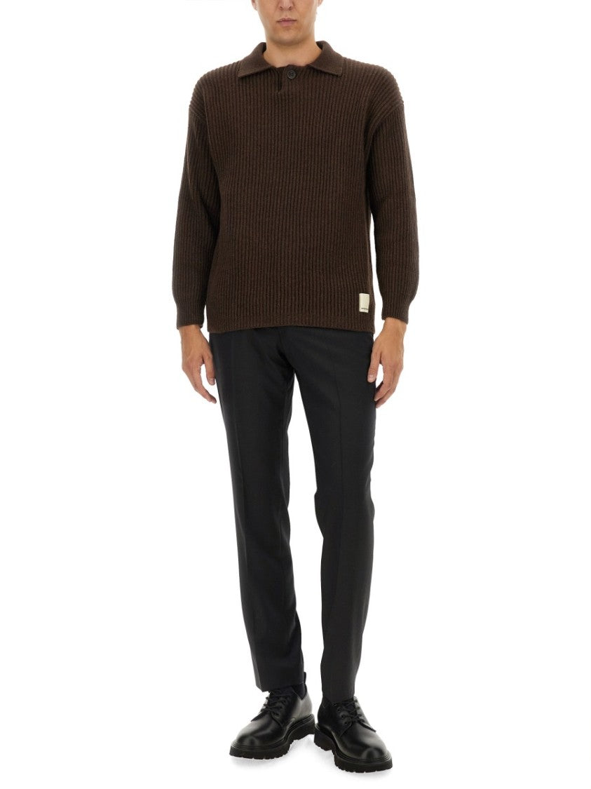 Emporio Armani Textured Ribbed Wool Jersey