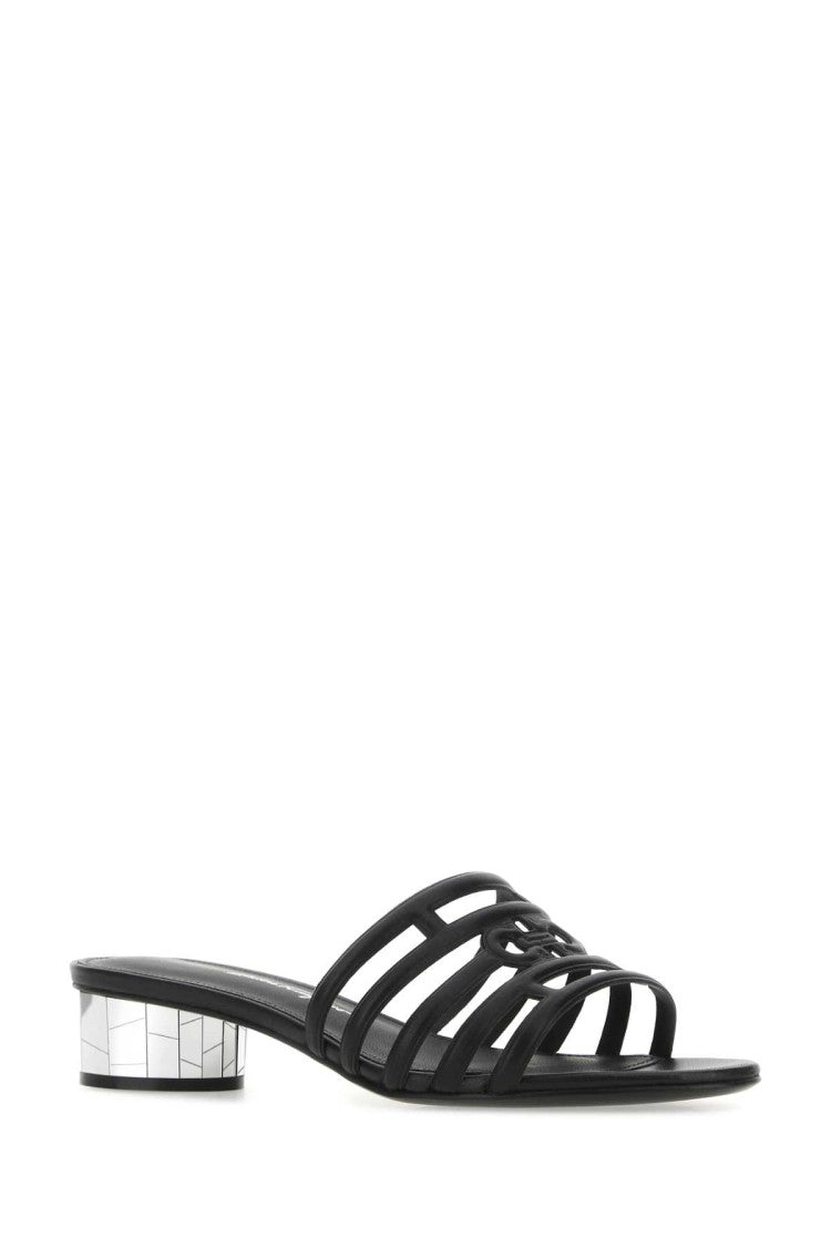 Salvatore Ferragamo Black Nappa Leather Finn Mules