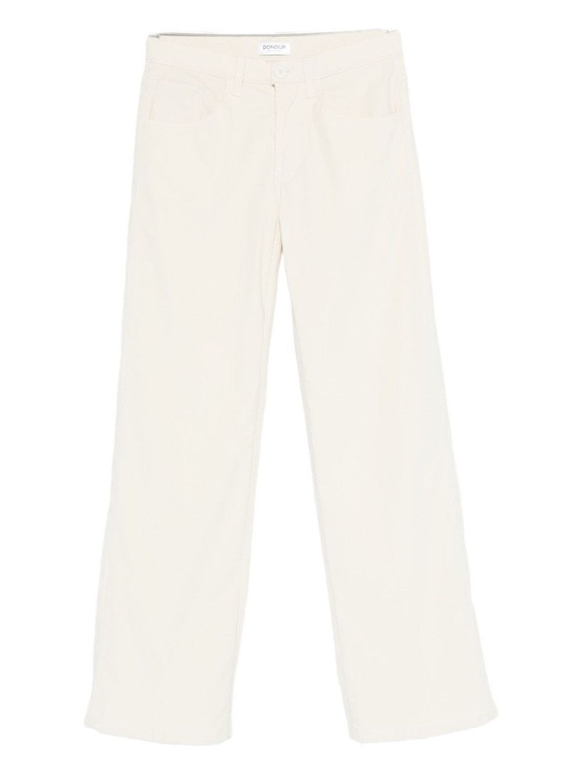Dondup Wide-Leg Off-White Jeans With High Waist
