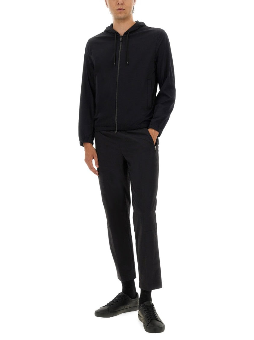 Boss Minimalist Hooded Jacket With Zip Front And Elastic Cuffs