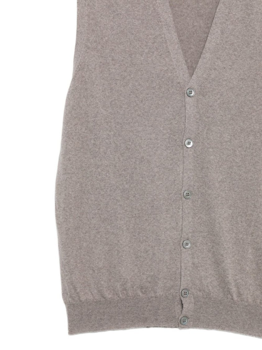 Gran Sasso Sleeveless Grey Knit Vest With V-Neckline