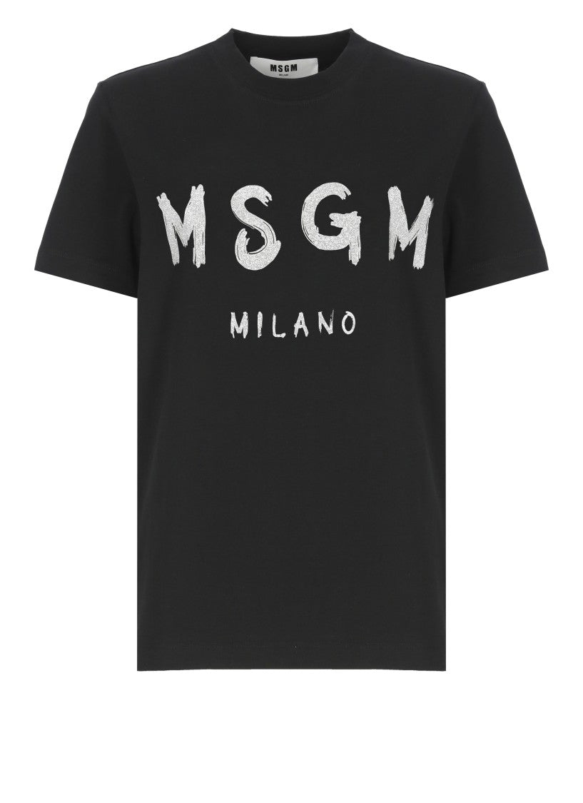 Msgm Black Cotton T-Shirt