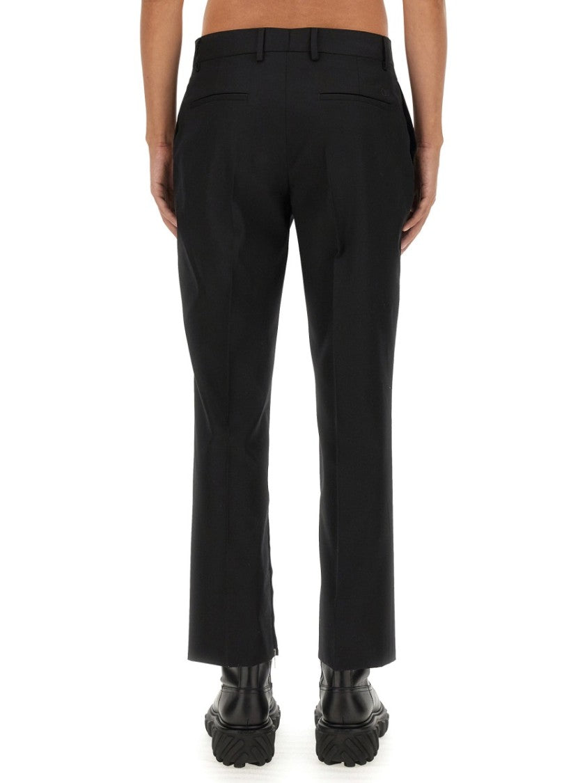 Off-White Slim-Fit Black Virgin Wool Pants With Tailored Silhouette