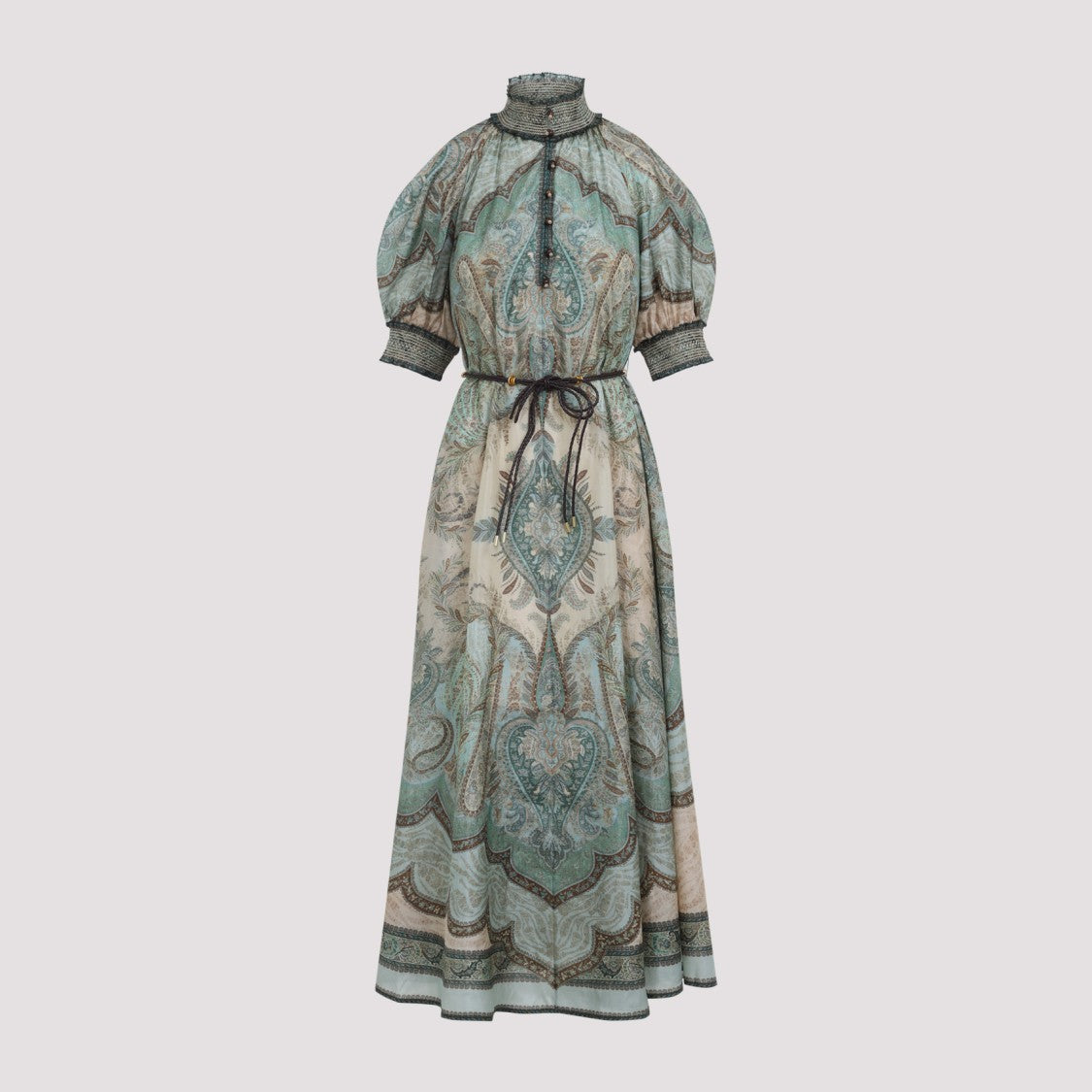 Zimmermann Tapestry Teal Multicolor Silk Wanderlust Billow Dress