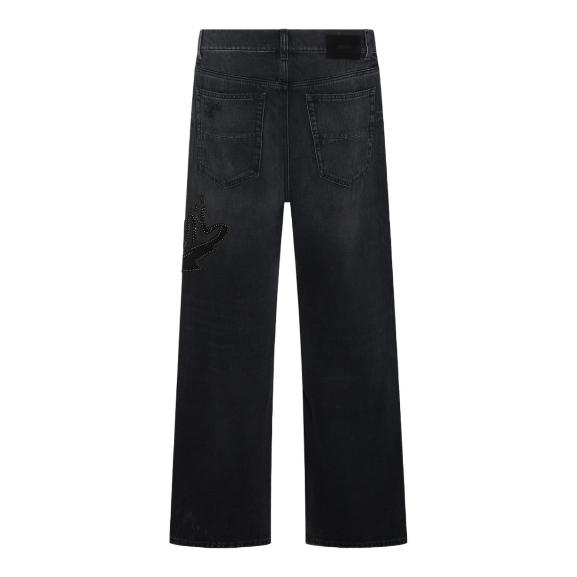 Amiri Relaxed Straight-Leg Distressed Studded Jeans