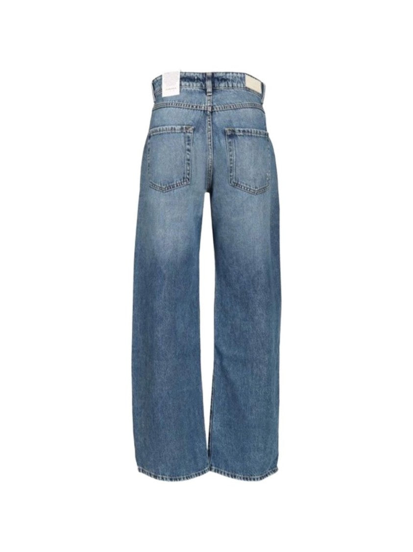 Icon Denim High-Waisted Frayed-Hem Denim Wide-Leg Jeans