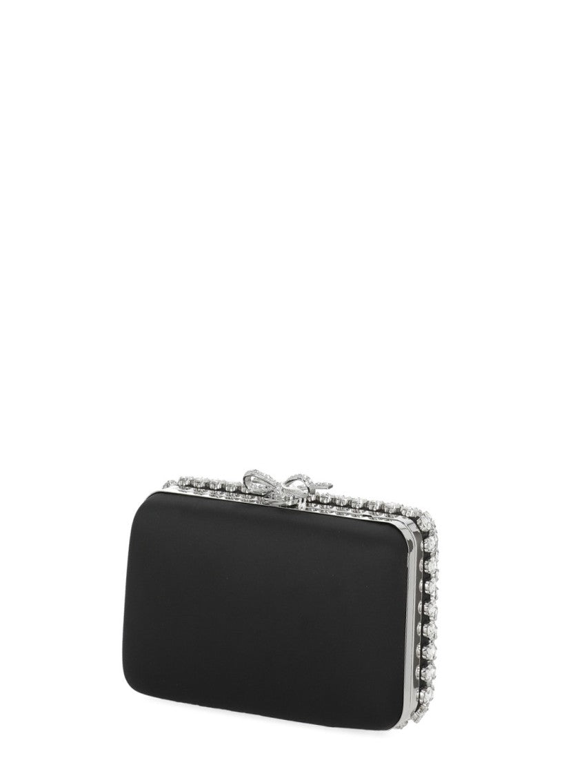 Self-Portrait Satin Crystal Pochette With Teardrop And Round Crystal Embellishments