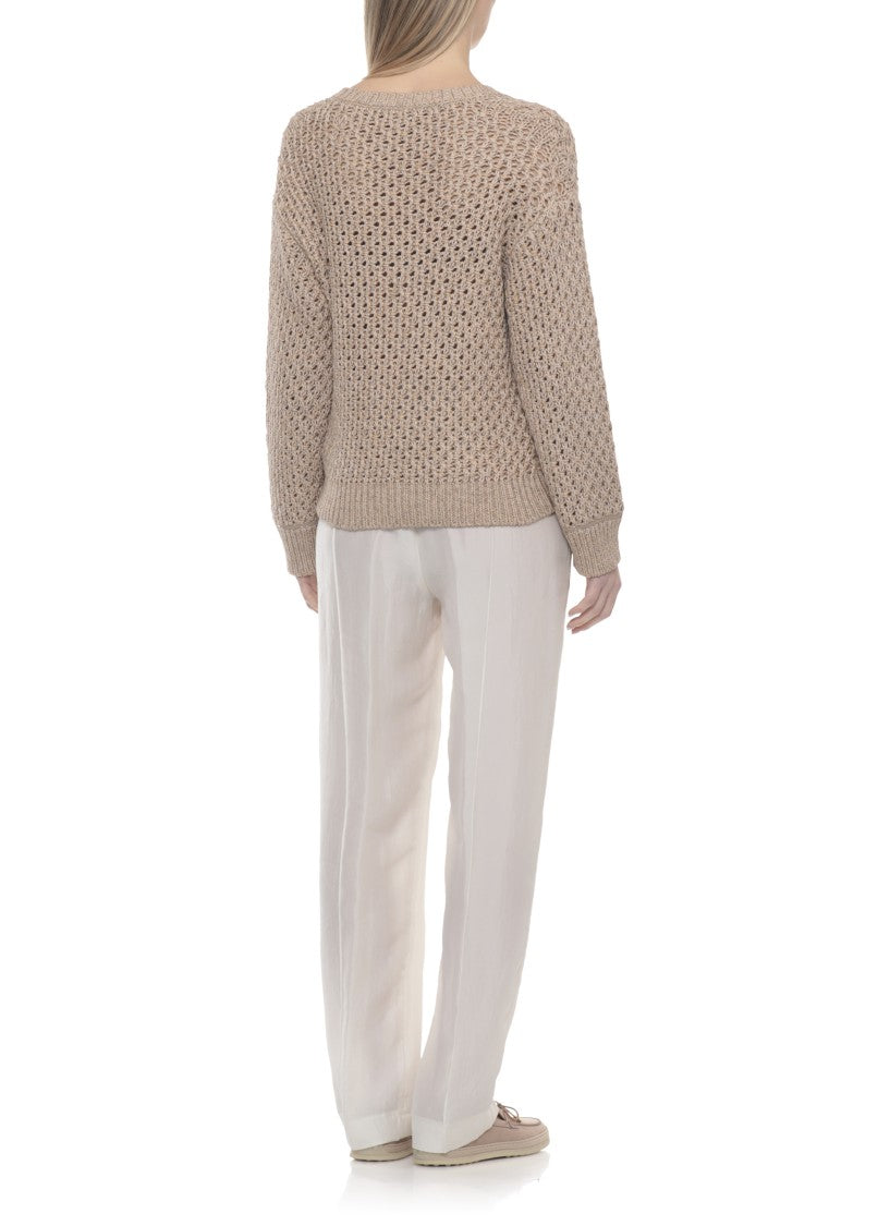 Fabiana Filippi Brown Perforated Lightpoint Detail Sweater