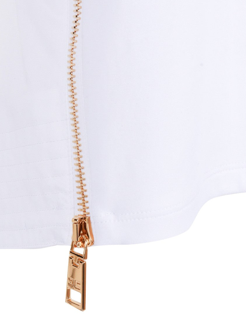 Elisabetta Franchi Short Sleeve Embossed Gold Top