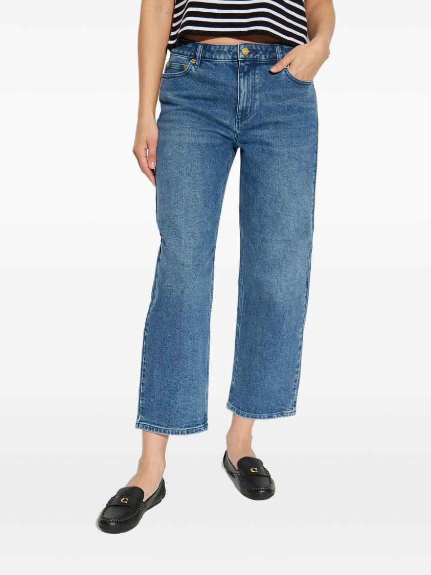 Michael Kors Mid-Blue Denim Jeans With Slightly Faded Wash And Straight-Leg Silhouette