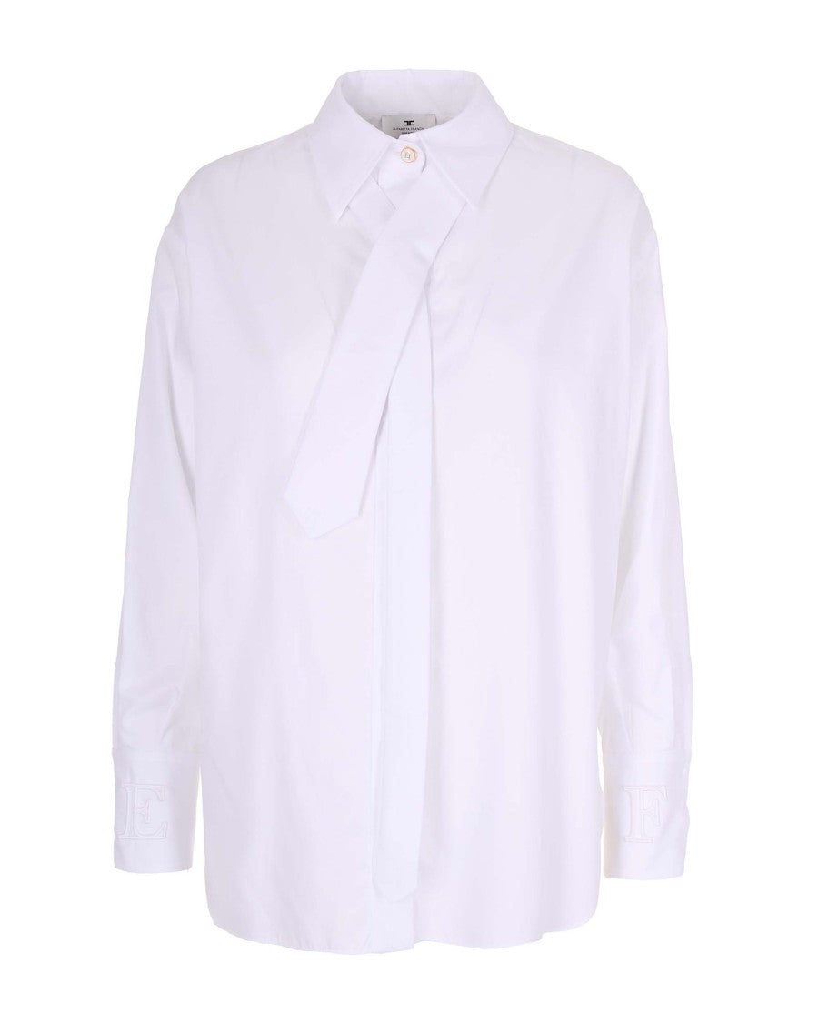 Elisabetta Franchi White Poplin Shirt With Tie