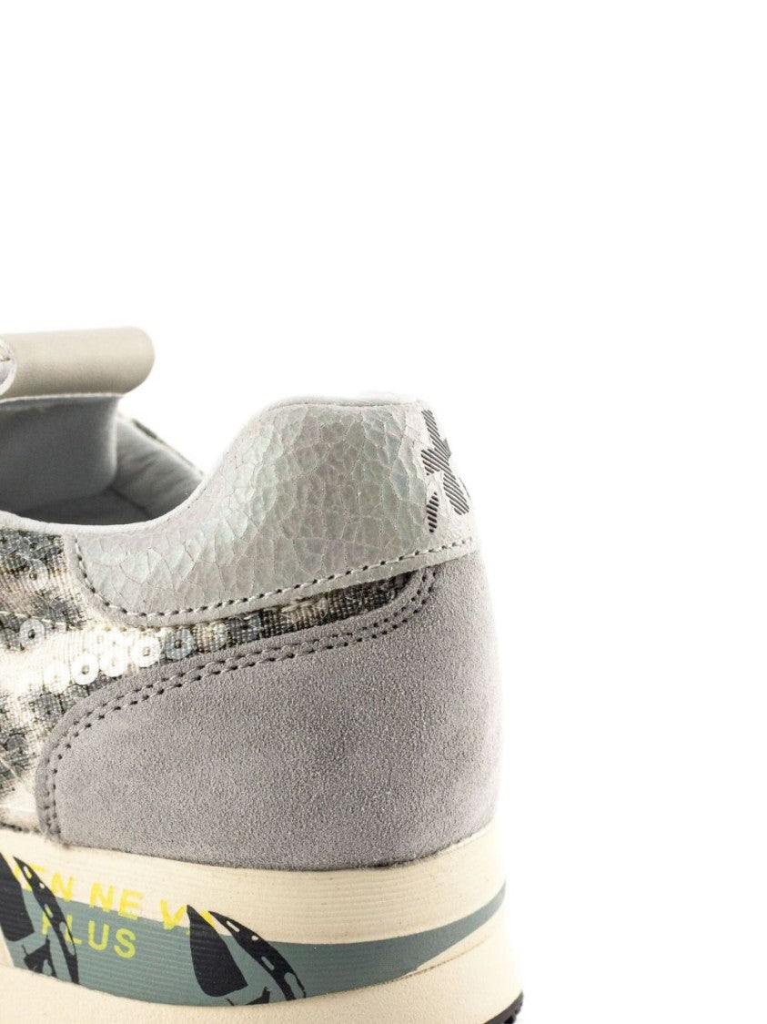 Premiata Beige Suede And Textured Leather Sneakers