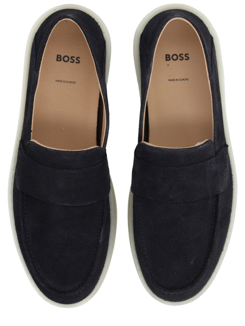 Boss Kieran Black Suede Contrast Loafers