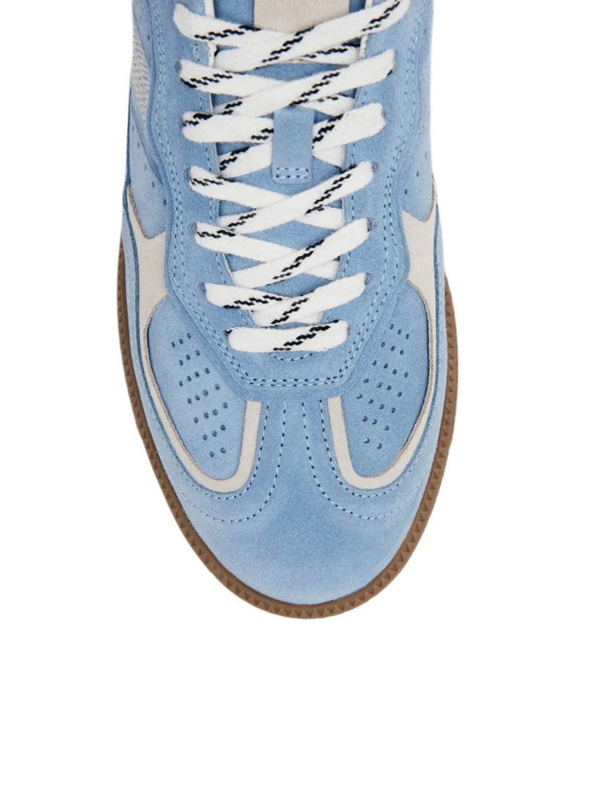 Alohas Light Blue Suede Sneakers With Cream Accents And Contrast Details