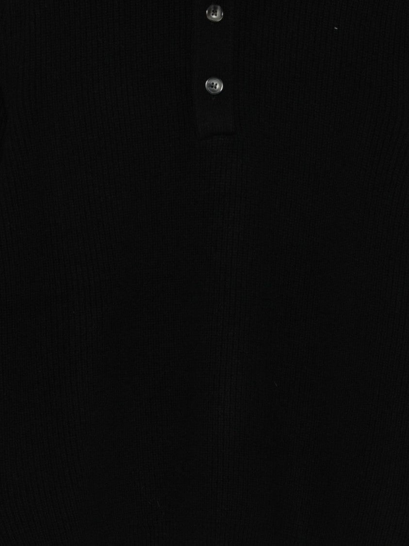 Amaranto Ribbed Knit Sweater With Buttoned Placket