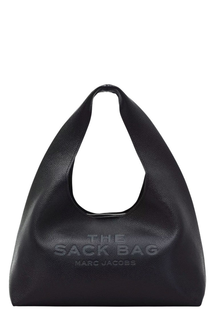 Marc Jacobs Black The Sack Embossed Logo Leather Shoulder Bag