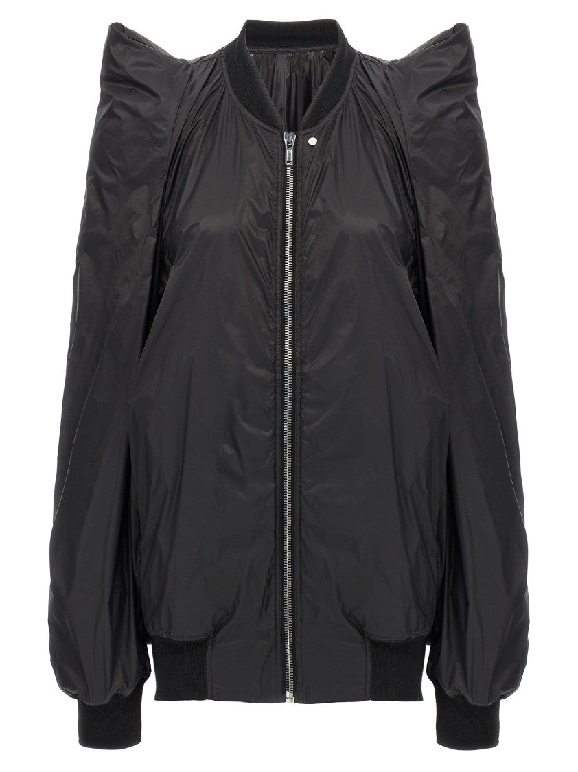 Rick Owens Lightweight Nylon Jacket With Ribbed Knit Details