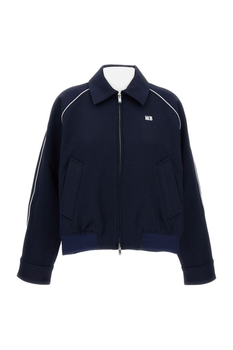 Wales Bonner Cropped Full-Zip Jacket With Pointed Collar And Embroidered Logo