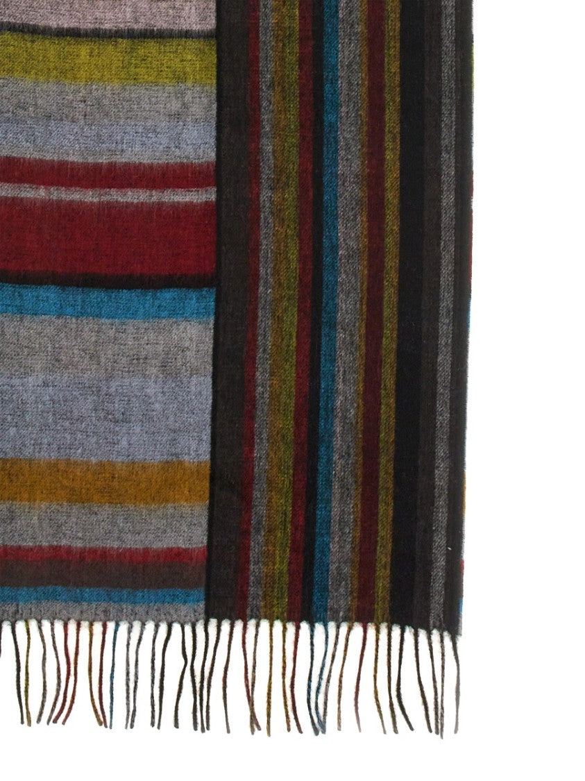 Paul Smith Vibrant Striped Leather And Cashmere Scarf