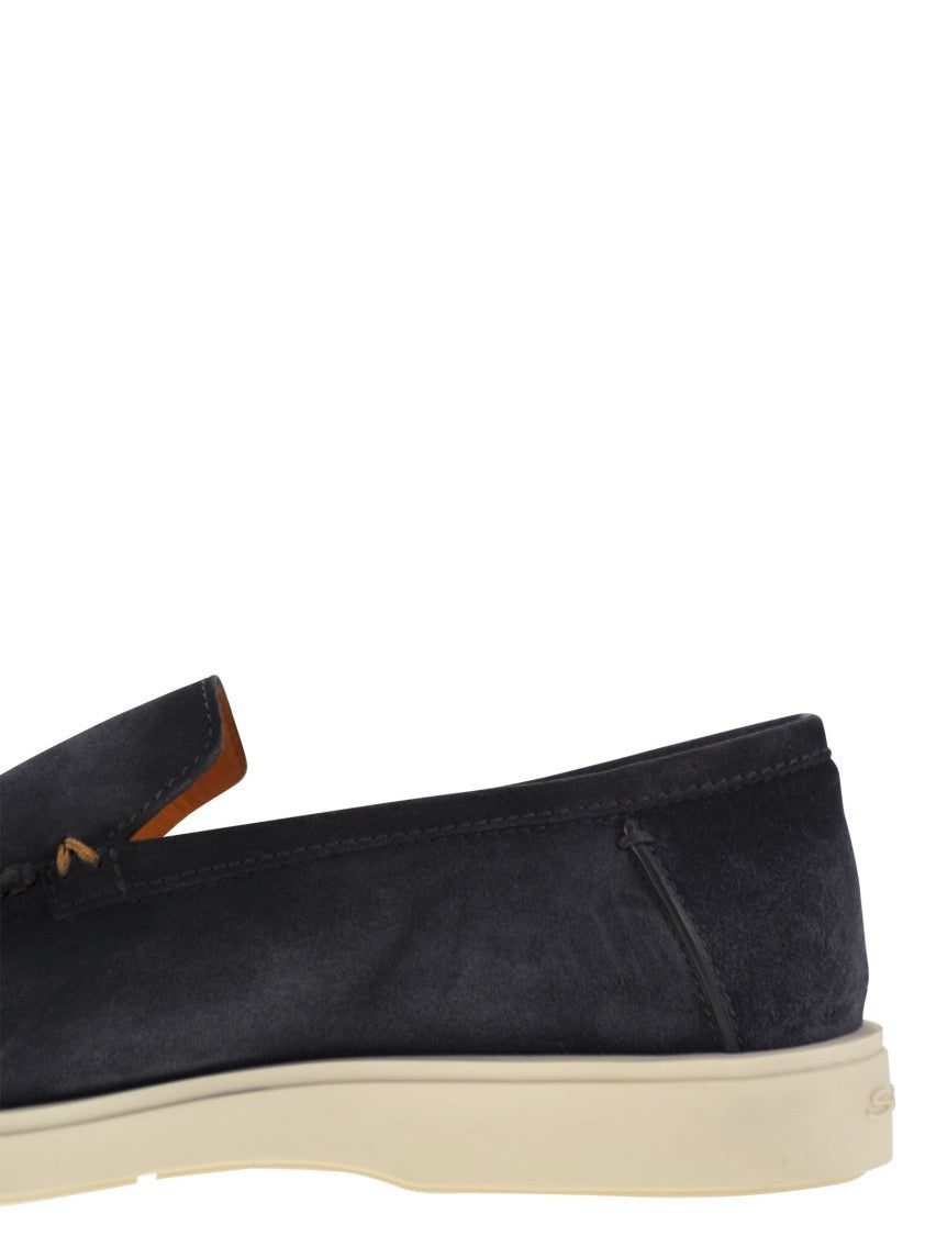 Santoni Suede Moccasin With Contrast Detailing