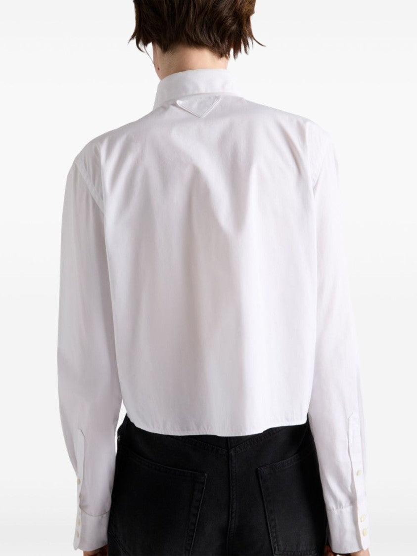 Prada Crystal-Embellished Poplin Shirt With Triangle Logo