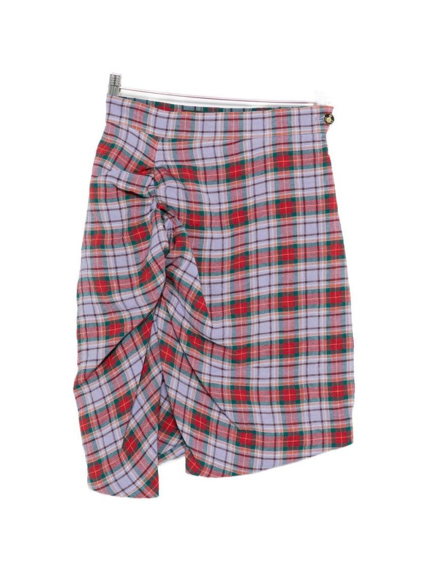 Vivienne Westwood Plaid Ruched Skirt With Asymmetrical Hemline
