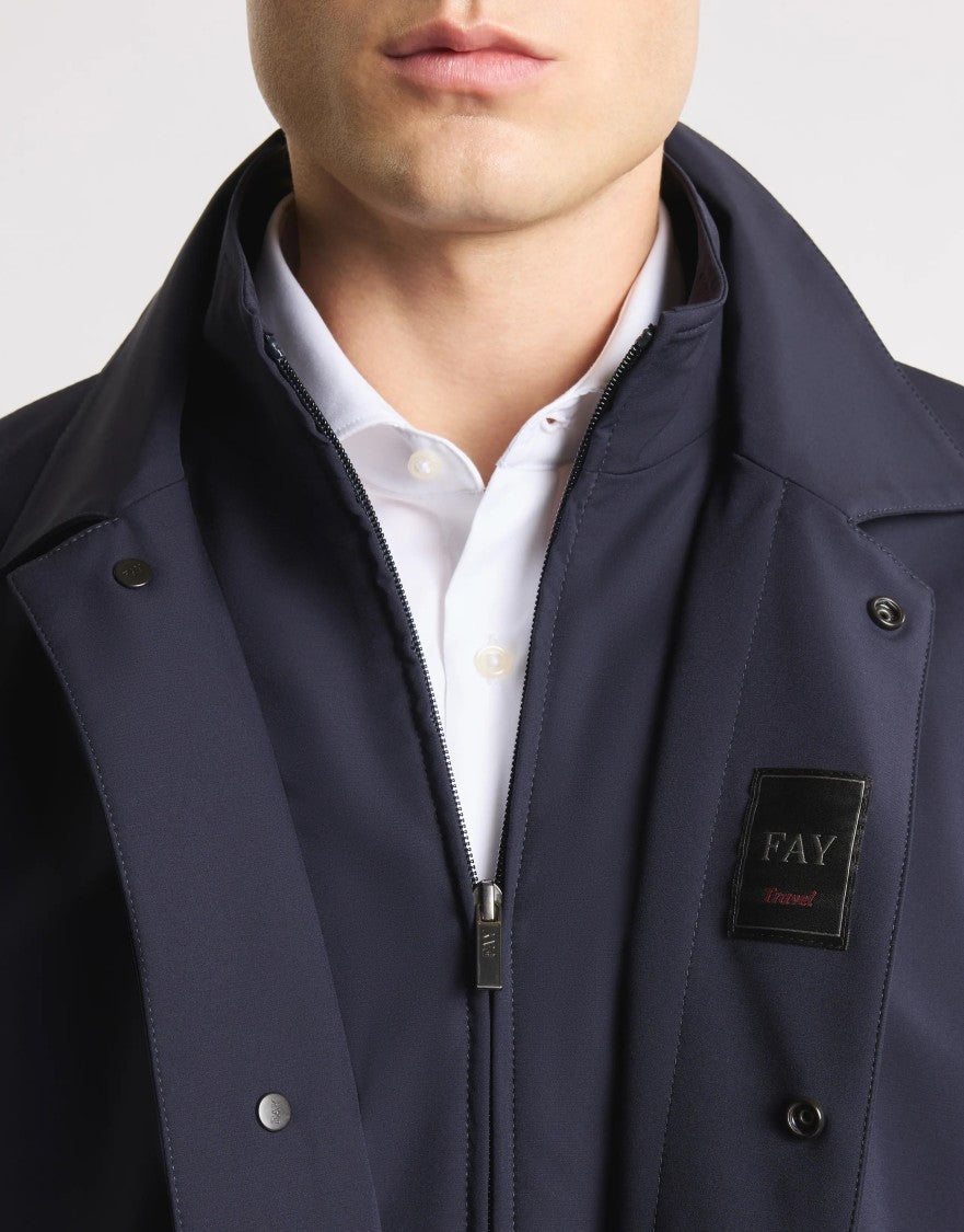 Fay Navy Blue Versatile Jacket With Minimalist Design