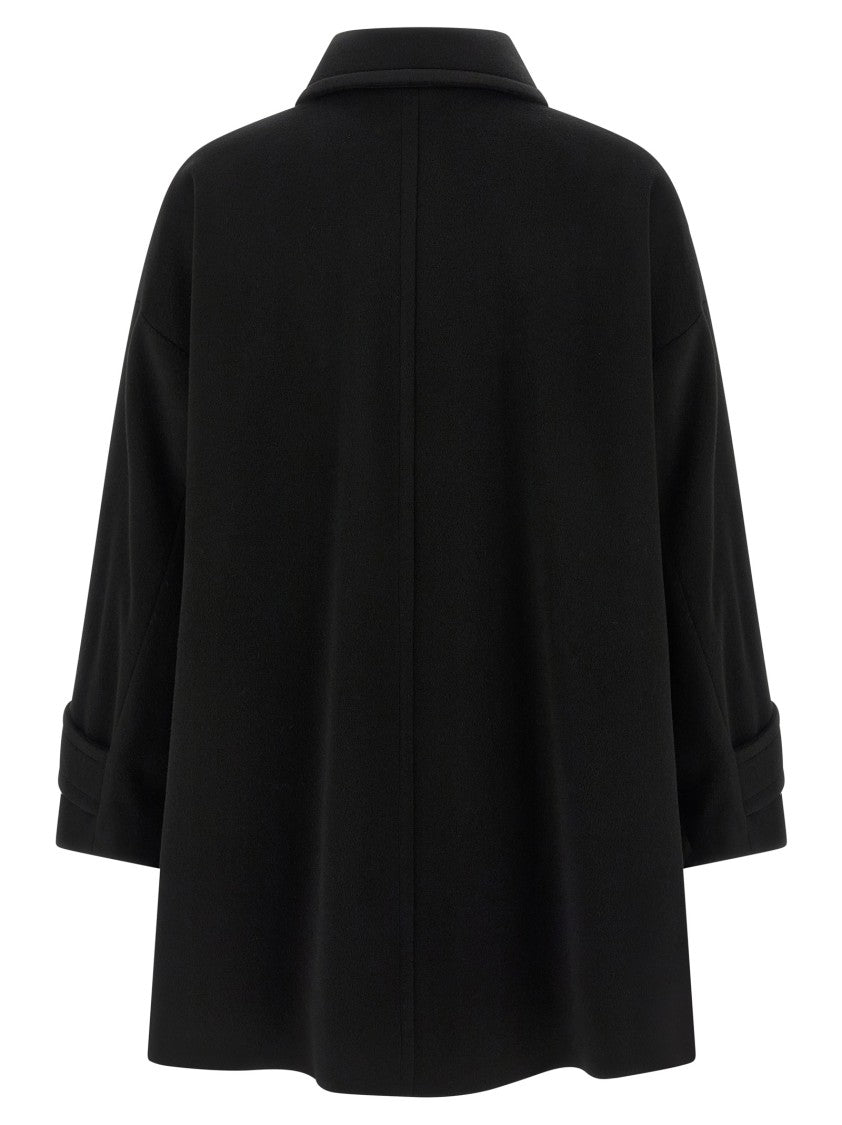 Alberto Biani Double-Breasted Wool Caban With Shirt Collar